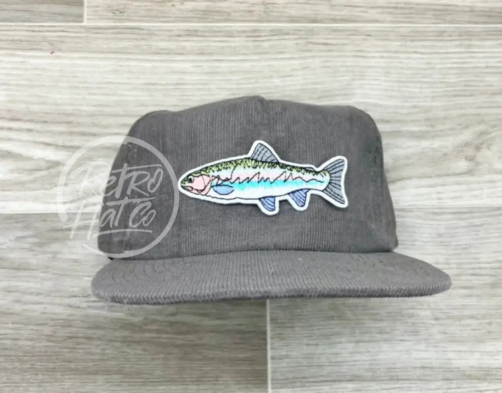 Trout on Gray Corduroy Hat