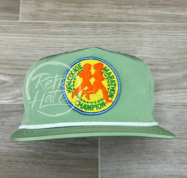 1984 Cookie Marathon Challenge On Green Retro Poly Rope Hat Ready To Go