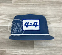 4X4 Off-Road Patch On Retro Poly Rope Hat Blue Ready To Go