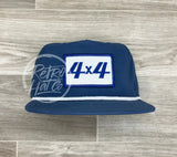 4X4 Off-Road Patch On Retro Poly Rope Hat Blue Ready To Go