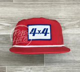 4X4 Off-Road Patch On Retro Poly Rope Hat Red Ready To Go