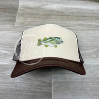 Bass Patch On Brown/Beige Meshback Trucker Hat Ready To Go