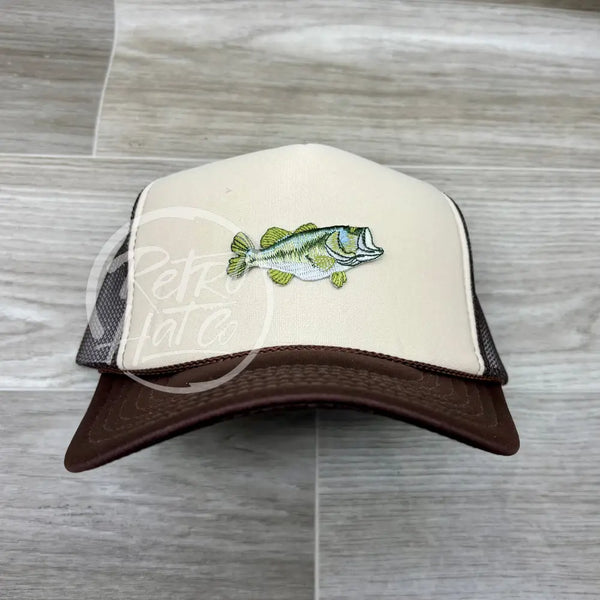 Bass Patch On Brown/Beige Meshback Trucker Hat Ready To Go