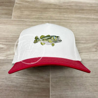 Bass Patch On White/Red Retro Hat Ready To Go