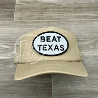 Beat Texas Patch On Beige Meshback Trucker Hat Ready To Go