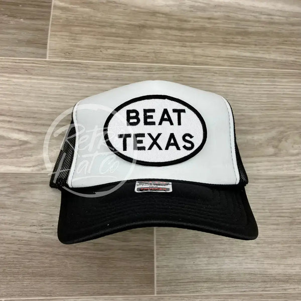 Beat Texas Patch On Black/White Meshback Trucker Hat Ready To Go