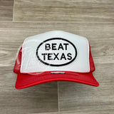 Beat Texas Patch On Red/White Meshback Trucker Hat Ready To Go