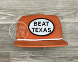 Beat Texas Patch On Retro Poly Rope Hat Orange Ready To Go