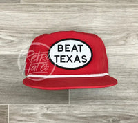 Beat Texas Patch On Retro Poly Rope Hat Red Ready To Go