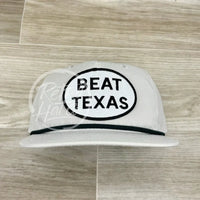 Beat Texas Patch On Retro Rope Hat Smoke W/Charcoal Ready To Go