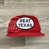 Beat Texas Patch On Retro Rope Hat Solid Red Ready To Go