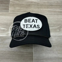 Beat Texas Patch On Tall Black Retro Rope Hat Ready To Go