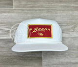 Beer / Wheat Patch On Retro Rope Hat Solid White Ready To Go