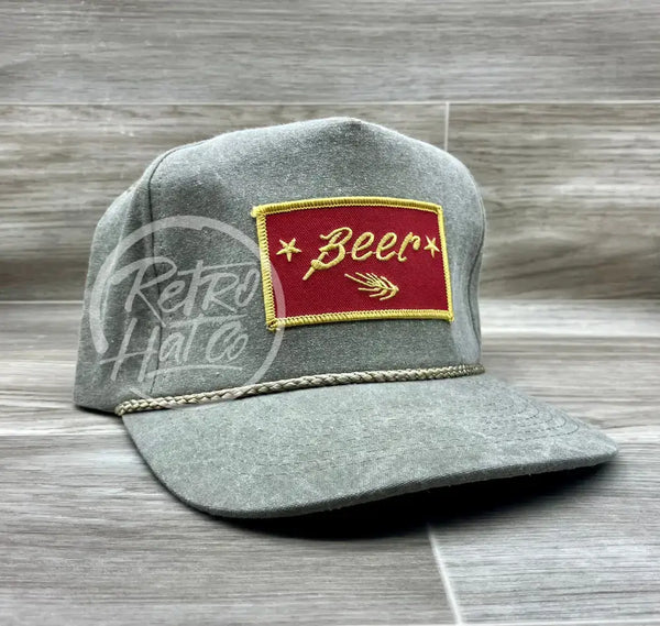 Beer / Wheat Patch On Stonewashed Sand Retro Rope Hat Ready To Go