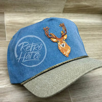 Big Buck / Deer On 2-Tone Stonewashed Retro Rope Hat Ready To Go