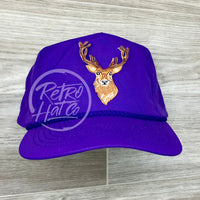 Big Buck / Deer On Neon Nylon Retro Rope Hat Purple Ready To Go