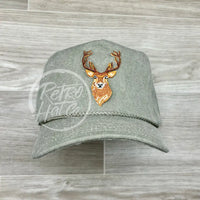 Big Buck / Deer On Stonewashed Retro Rope Hat Sand Ready To Go