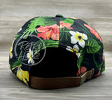 Black Hawaiian Strapback Hat W/White Rope Hats