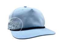 Blank Cotton/Poly Retro Rope Hat With Snapback Baby Blue W/Black Hats