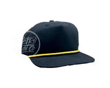Blank Cotton/Poly Retro Rope Hat With Snapback Black W/Yellow Hats