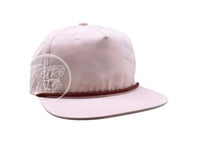 Blank Cotton/Poly Retro Rope Hat With Snapback Blush W/Maroon Hats