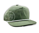 Blank Cotton/Poly Retro Rope Hat With Snapback Olive W/White Hats