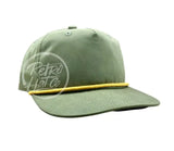 Blank Cotton/Poly Retro Rope Hat With Snapback Olive W/Yellow Hats