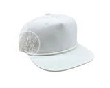 Blank Cotton/Poly Retro Rope Hat With Snapback Solid White Hats
