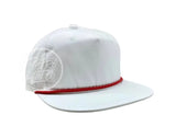 Blank Cotton/Poly Retro Rope Hat With Snapback White W/Red Hats