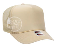 Blank Retro Foam Front Meshback Trucker Rope Hat Beige Hats