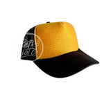 Blank Retro Foam Front Meshback Trucker Rope Hat Black / Gold Hats