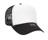 Blank Retro Foam Front Meshback Trucker Rope Hat Black / White Hats