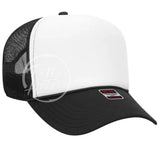 Blank Retro Foam Front Meshback Trucker Rope Hat Black / White Hats