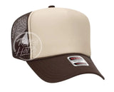 Blank Retro Foam Front Meshback Trucker Rope Hat Brown / Beige Hats