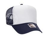 Blank Retro Foam Front Meshback Trucker Rope Hat Navy / White Hats