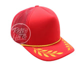 Blank Retro Foam Front Meshback Trucker Rope Hat Red W/ Scrambled Eggs Hats