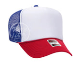 Blank Retro Foam Front Meshback Trucker Rope Hat Red / White Blue Hats