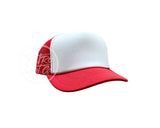 Blank Retro Foam Front Meshback Trucker Rope Hat Red/White Hats