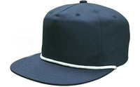 Blank Retro Poly Rope Hat W/Snapback Navy Blue / White Hats