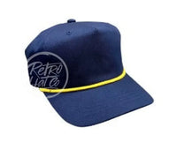 Blank Retro Rope Hat - Snapback With Colored Braid Navy W/Yellow Hats