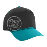 Blank Retro Two-Tone Trucker Rope Hat Black / Turquoise Hats