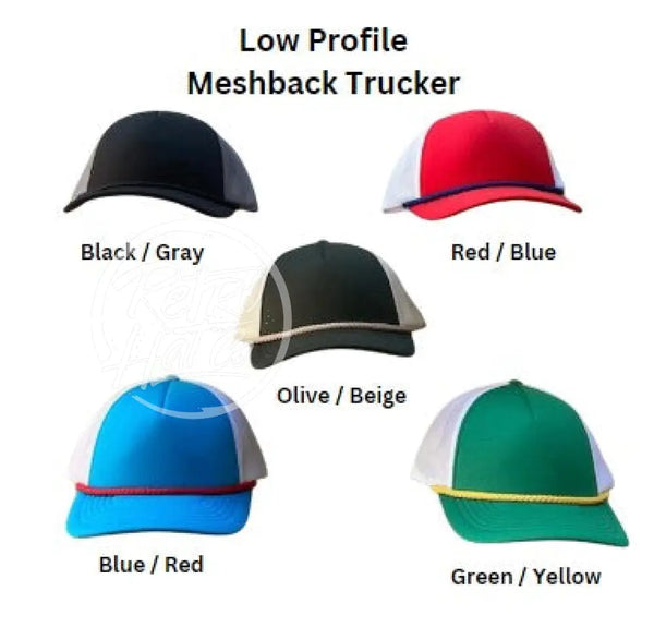 Blank Richardson Low Profile Trucker Hat Olive / Tan Beige Hats