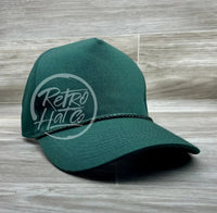 Blank Tall Retro Snapback Rope Hat Hunter Green Hats