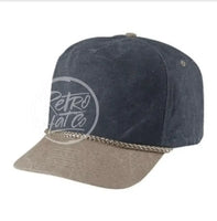 Blank Two-Tone Stonewashed Canvas Rope Hat Charcoal / Sand Hats