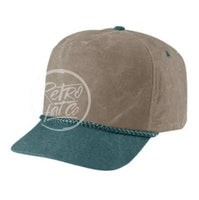 Blank Two-Tone Stonewashed Canvas Rope Hat Sand / Teal Hats