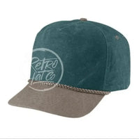 Blank Two-Tone Stonewashed Canvas Rope Hat Teal / Sand Hats