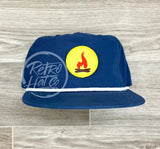 Campfire Scout Badge (Yellow) On Retro Poly Rope Hat Blue Ready To Go