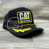 Cat Diesel Power Patch On Black Trucker Hat W/Scrambled Eggs Ready To Go