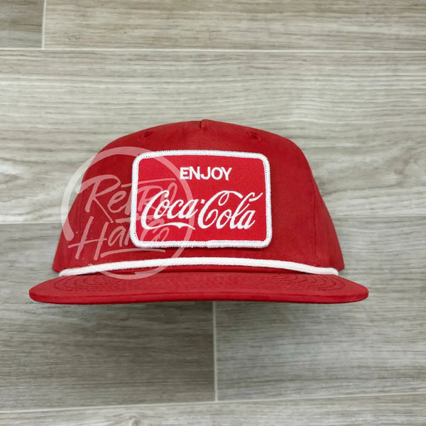 Coke (Coca-Cola) Patch On Red Retro Hat W/White Rope Ready To Go