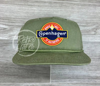 Copenhagen Patch On Retro Rope Hat Solid Olive Ready To Go